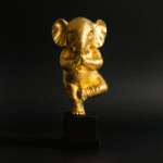 GGS Resin Golden Yoga Elephant for Home, Office Desk and Table Top Decor