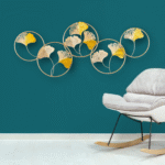 GGS GOLDEN FLOWER METAL WALL ART, WALL DECOR, WALL ART, HOME AND OFFICE DECOR