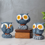 GGS Blue Owl Vastu Decorative Item for Home Decor, Living Room, Bedroom, Office Desk, Good Luck Gift