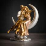 Crescent Moon Couple Figurine, Decorative Showpiece, 25 cm