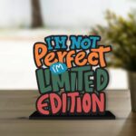 Art Vibes Wooden Idols and Figurine I Am Not Perfect Limited Edition Inspirational Quotes Table Decoration for Office Desk | Home Decor Item | Livingroom | Wood Showpiece Gift
