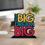Art Vibes Wooden Idols&Figurine Think Big Dream Motivational Quote Table Decor for Office Desk,Home Decoration Item,Livingroom,Bedroom,Modern Art Wood Alphabet Showpiece Decorative Gift