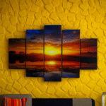 Sun Set Wall Art Prints Set, 5 Pieces, Canvas
