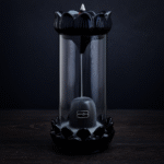 Black ShivaLing Smoke Back Flow Cone Holder for Puja and Home Decor, 20 cm