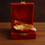 German Silver Gold Silver Plated Bowl and Spoon Set with red Suede Velvet Box for Home Dining Table Gift for Navratri Diwali Anniversay Birthdays House Warming Religious Ceremonies