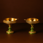 Brass Kuber Diya with Stand Handmade Set of 2 Vastu Piece for Puja Diwali Home Office Shop Mandir