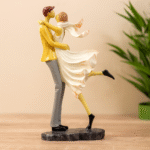 Decorative Hugging Couple Figurine, 31 cm, White and Yellow