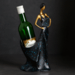 Glittered Black Mermaid Tail Lady Wine Bottle Holder with Gold Accent, 30 cm
