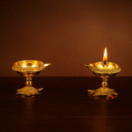 Brass Kuber Lamp Diya with Turtle Design, Set of 2, for Home Puja Room, Office, Shop