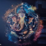 Crystal Multicolor Ganesh, 24 x 24 inches for Home Living Room Mandir Shrine Bedroom Office Shop Wall Decor