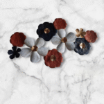 Decorative Metal Floral Ornaments, Set of 18, Red, Navy Blue, White, Gold for Home Living Room Bedroom Office Wall Decor