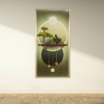 3D Floating Island Wall Art with Pendant Accents